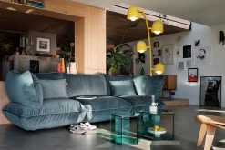 Big Lebow Arc lamp, geel, 186x234 cm