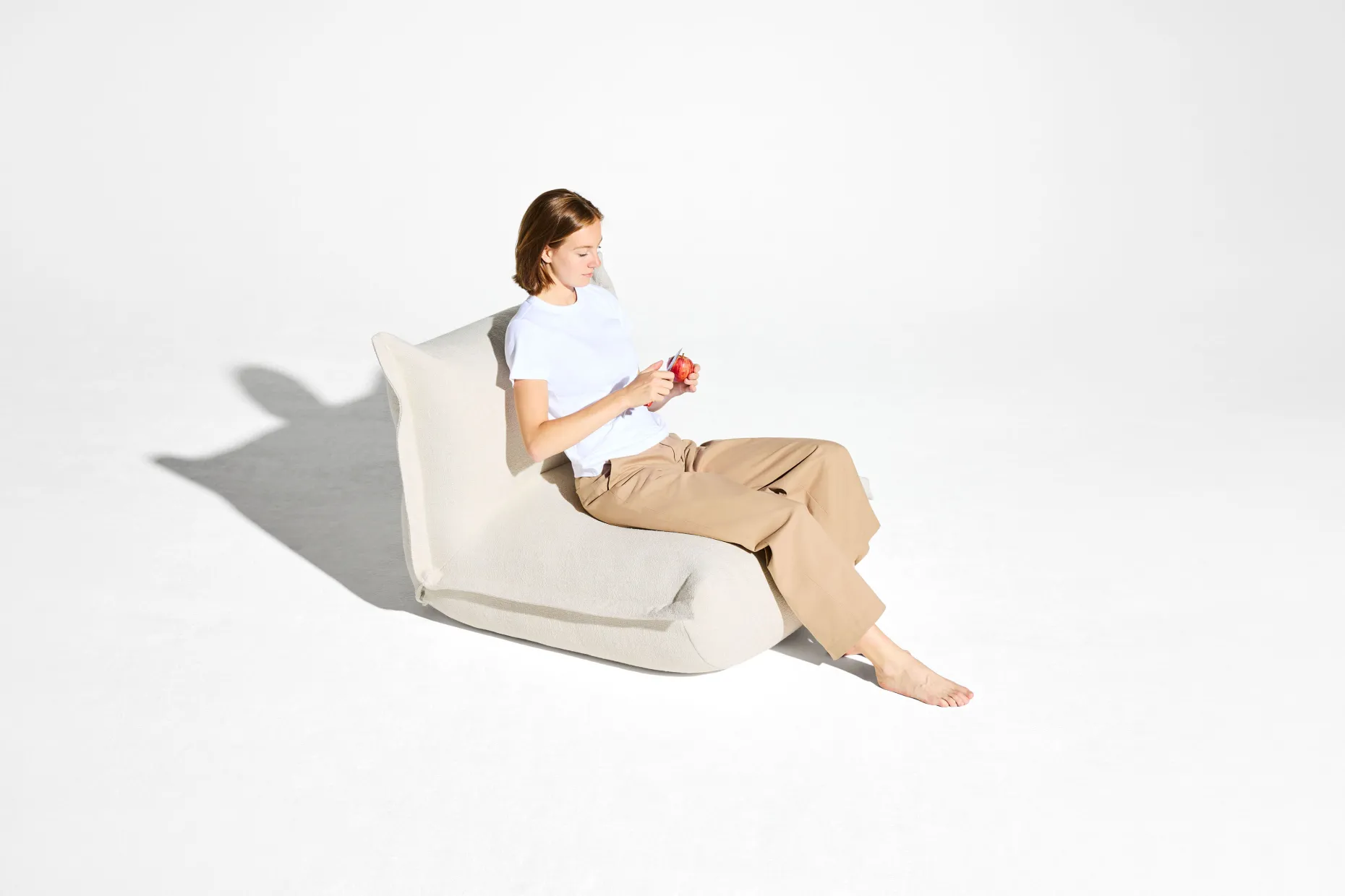 BonBaron Slim Boucle Loungestoel, beige, 102x85x75 cm
