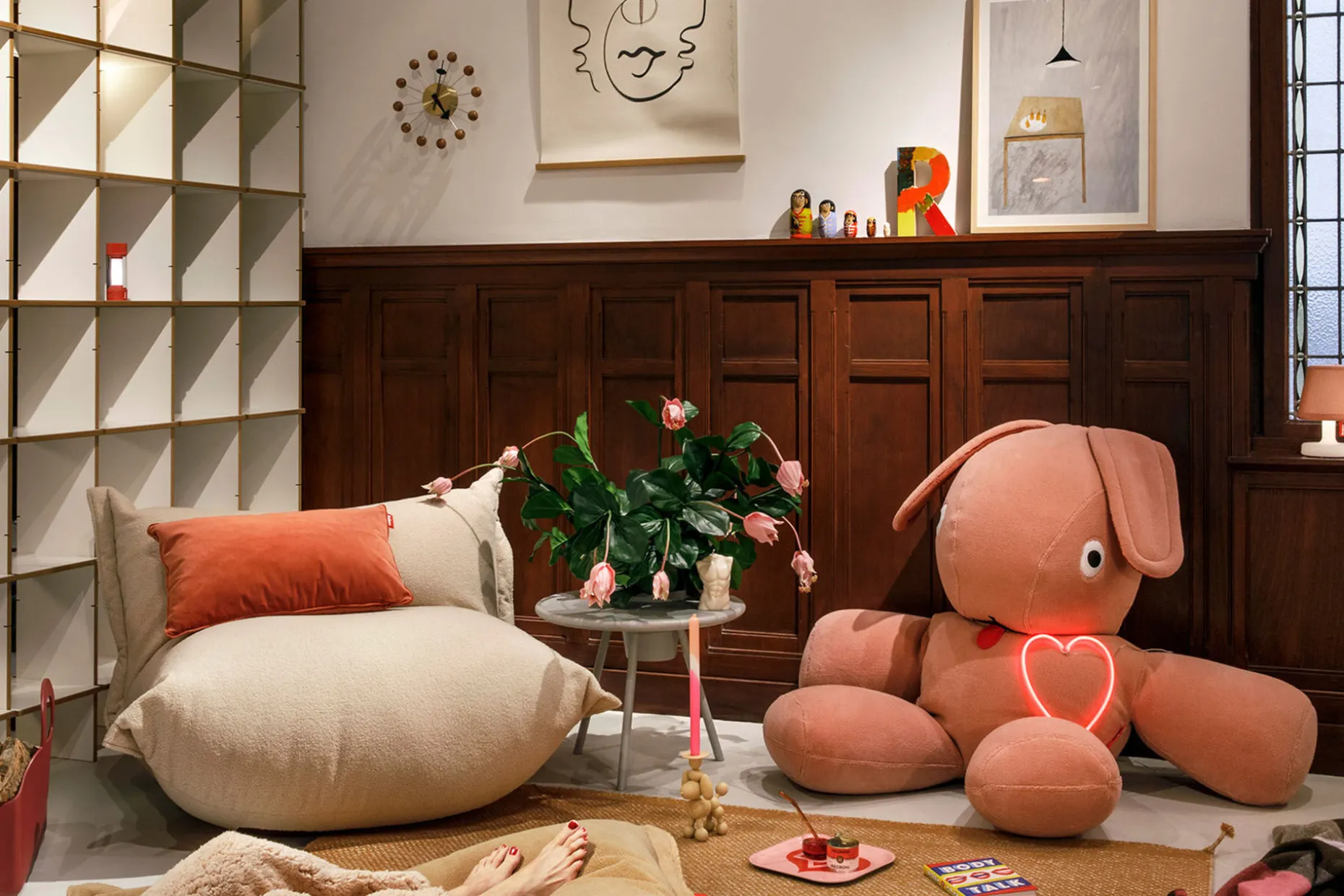 Co9 XS Teddy Knuffelkonijn, roze, 180x150x50 cm