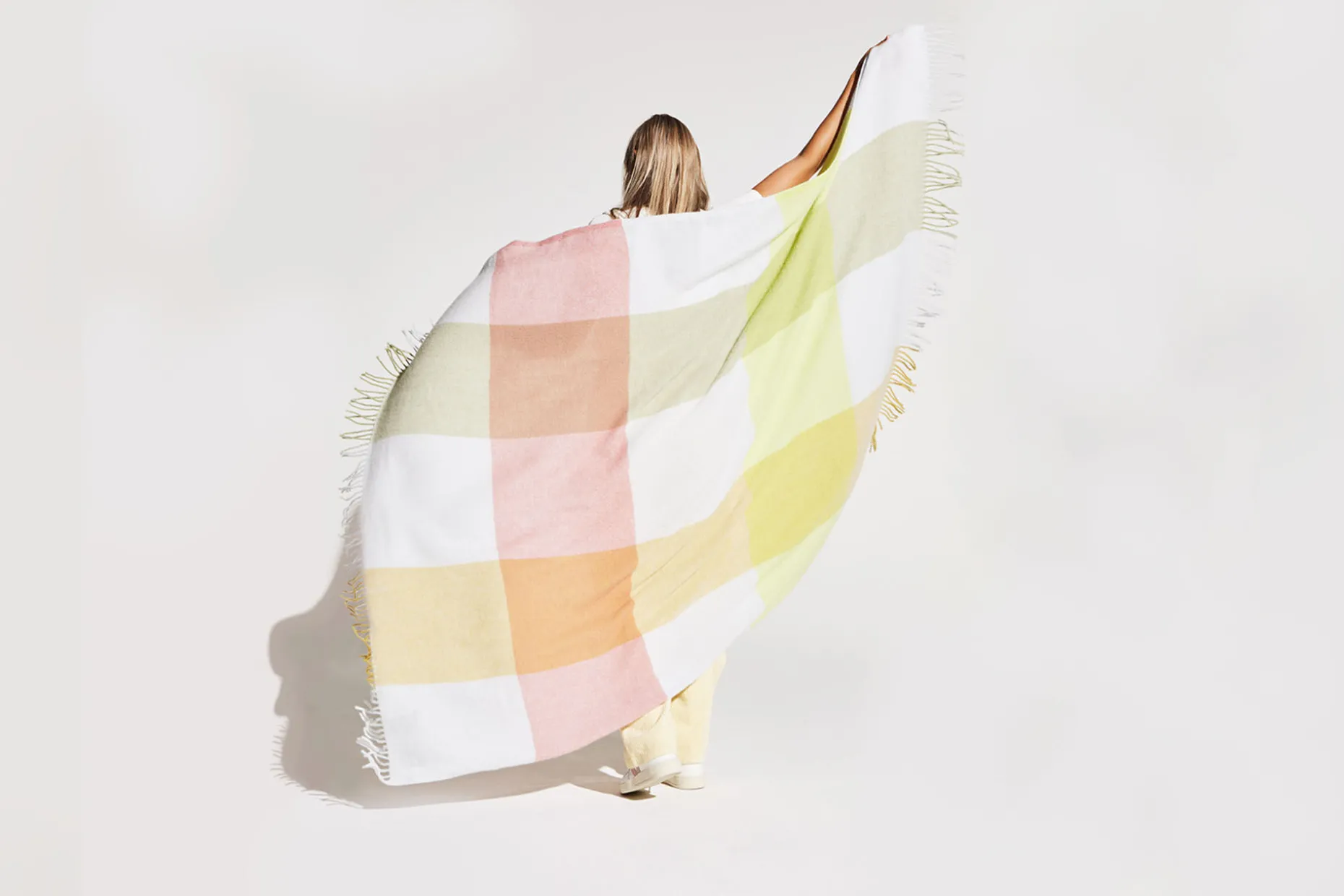 Colour Blend Blanket Wollen deken, geel, 130x185 cm