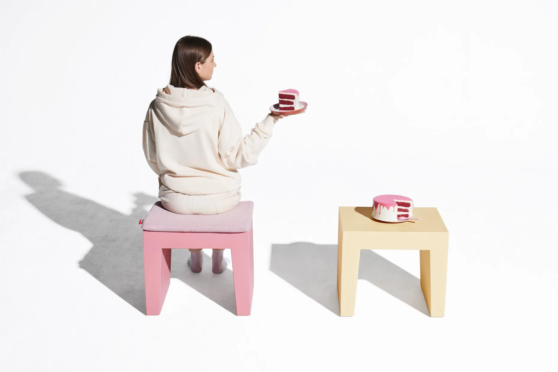Concrete Seat Kruk voor buiten, roze, 40x50x43 cm