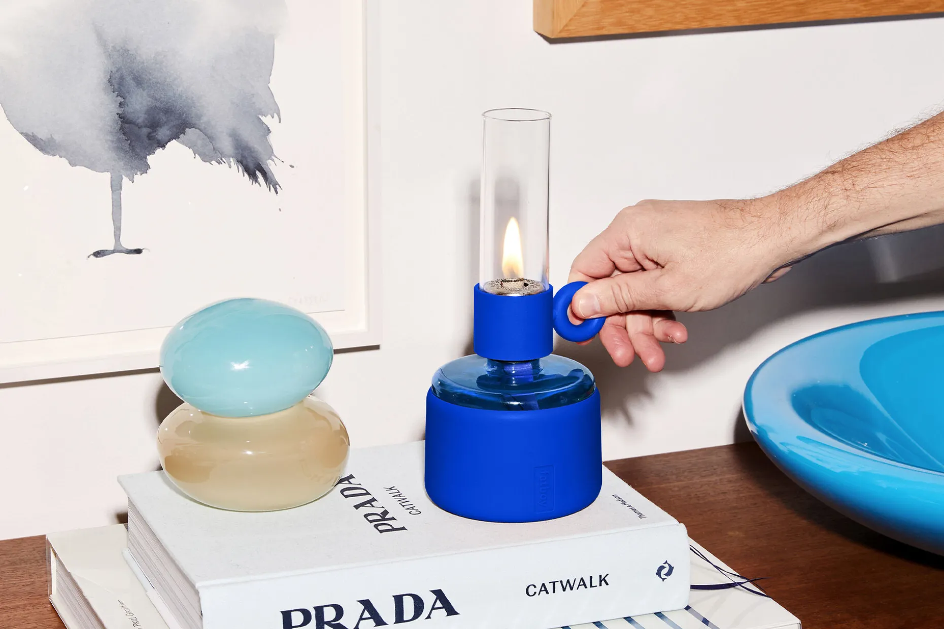 Flamtastique XS Olielamp, blauw, 10.5x22.5 cm