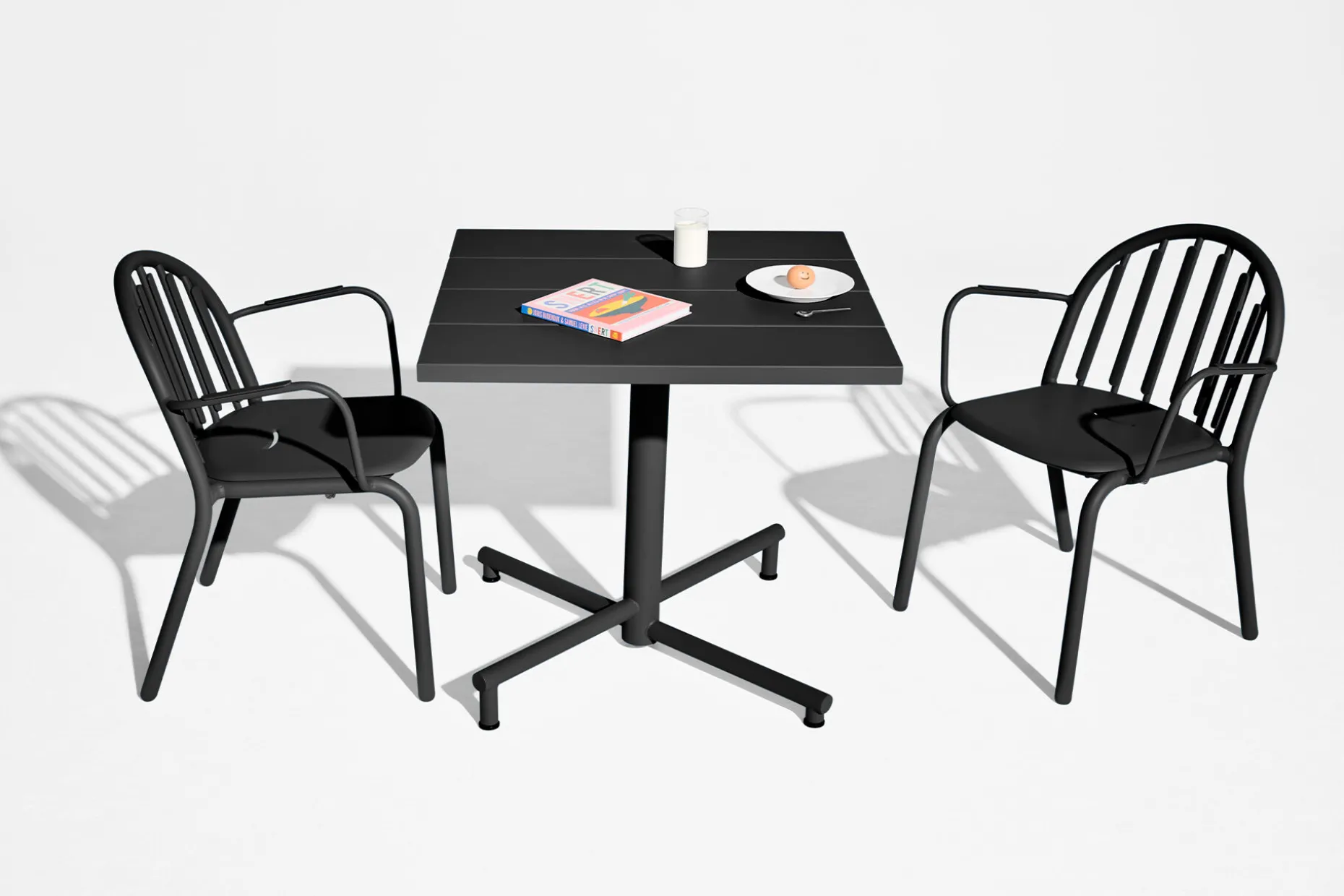 Fred's Square Bistreau Kleine tuintafel vierkant, zwart, 80x80x76 cm