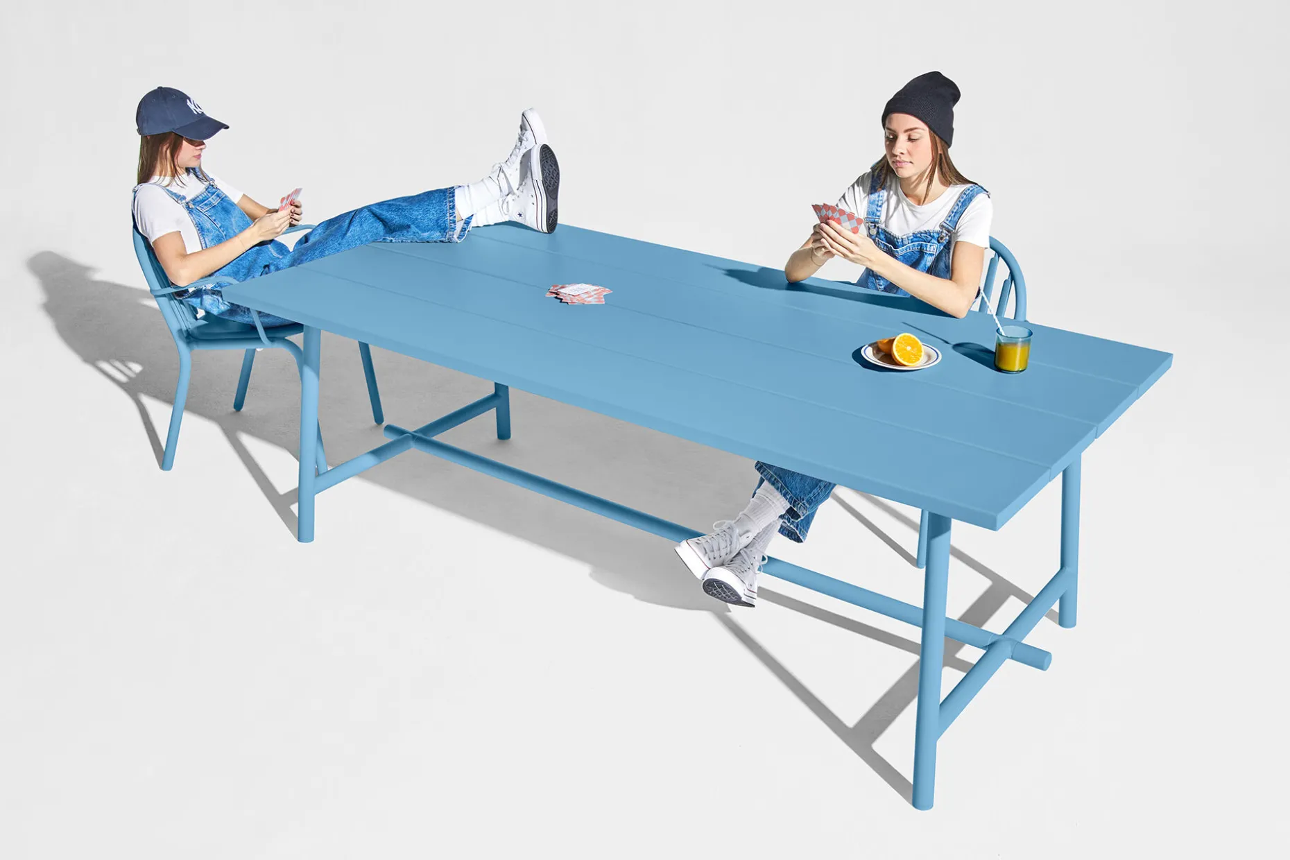 Fred's Table Tuintafel, blauw, 220x100x76 cm