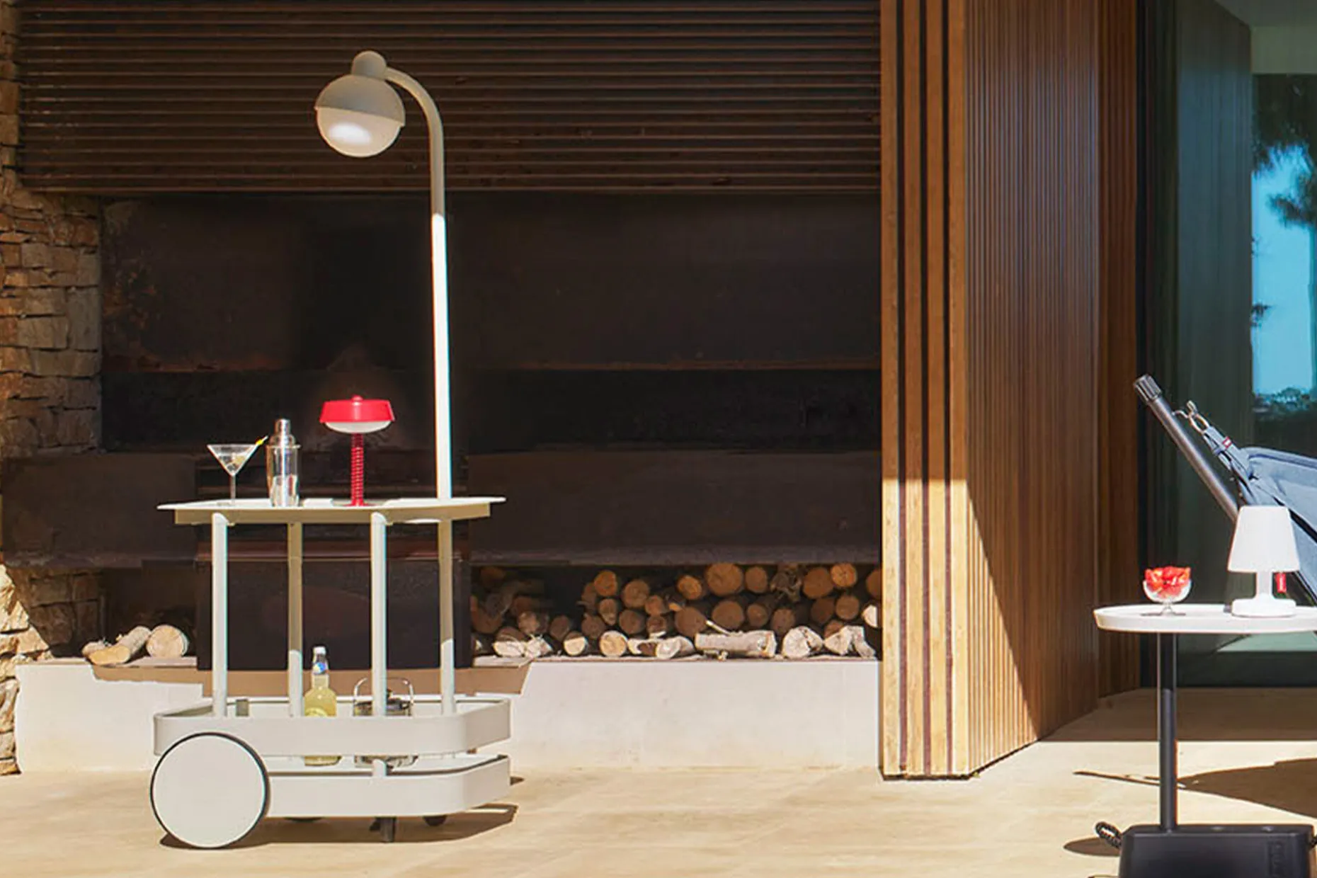 Jolly Trolley Verrijdbare bartafel, wit, 78x55x200 cm