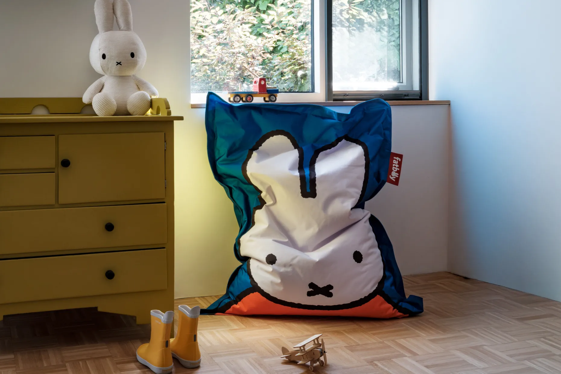 Junior Nylon x Miffy / Boris nijntje zitzak, blauw, 130x100 cm