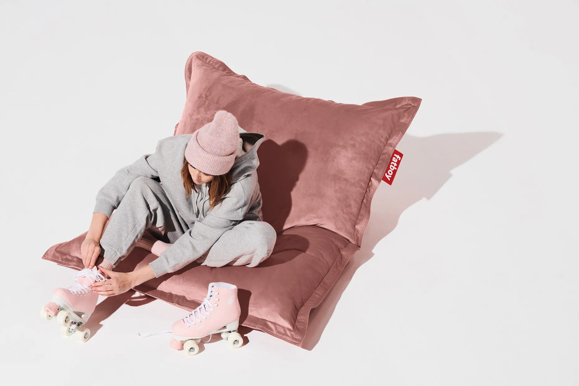 Original Slim Velvet Fluwelen zitzak, roze, 120x155 cm