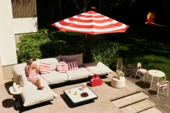 Stripesol + Base Light Grey Parasol met voet, 350x350x280 cm