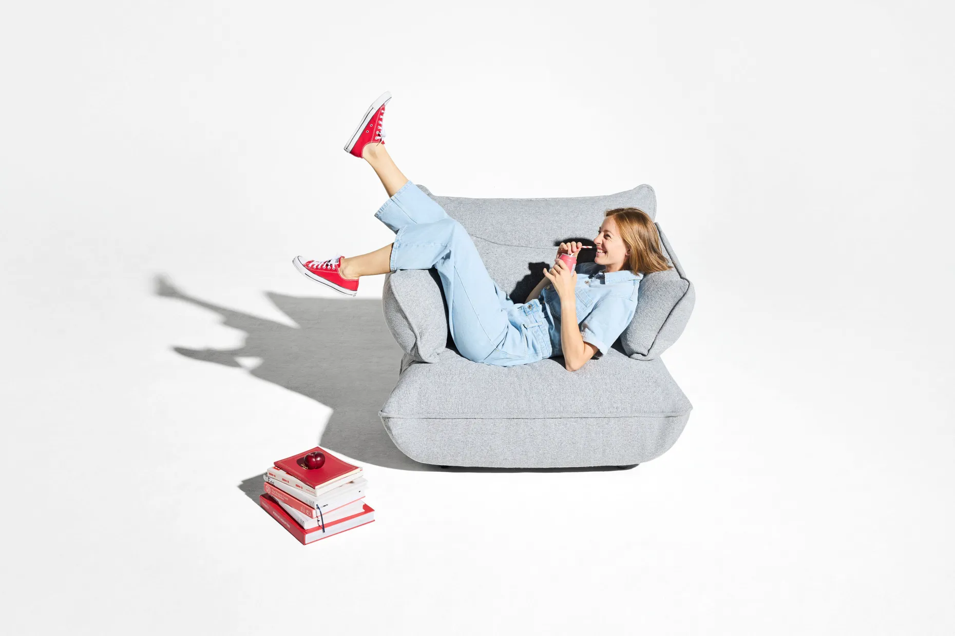 Sumo Corner Seat Boucle Corner Seat, grijs, 108x108x90 cm