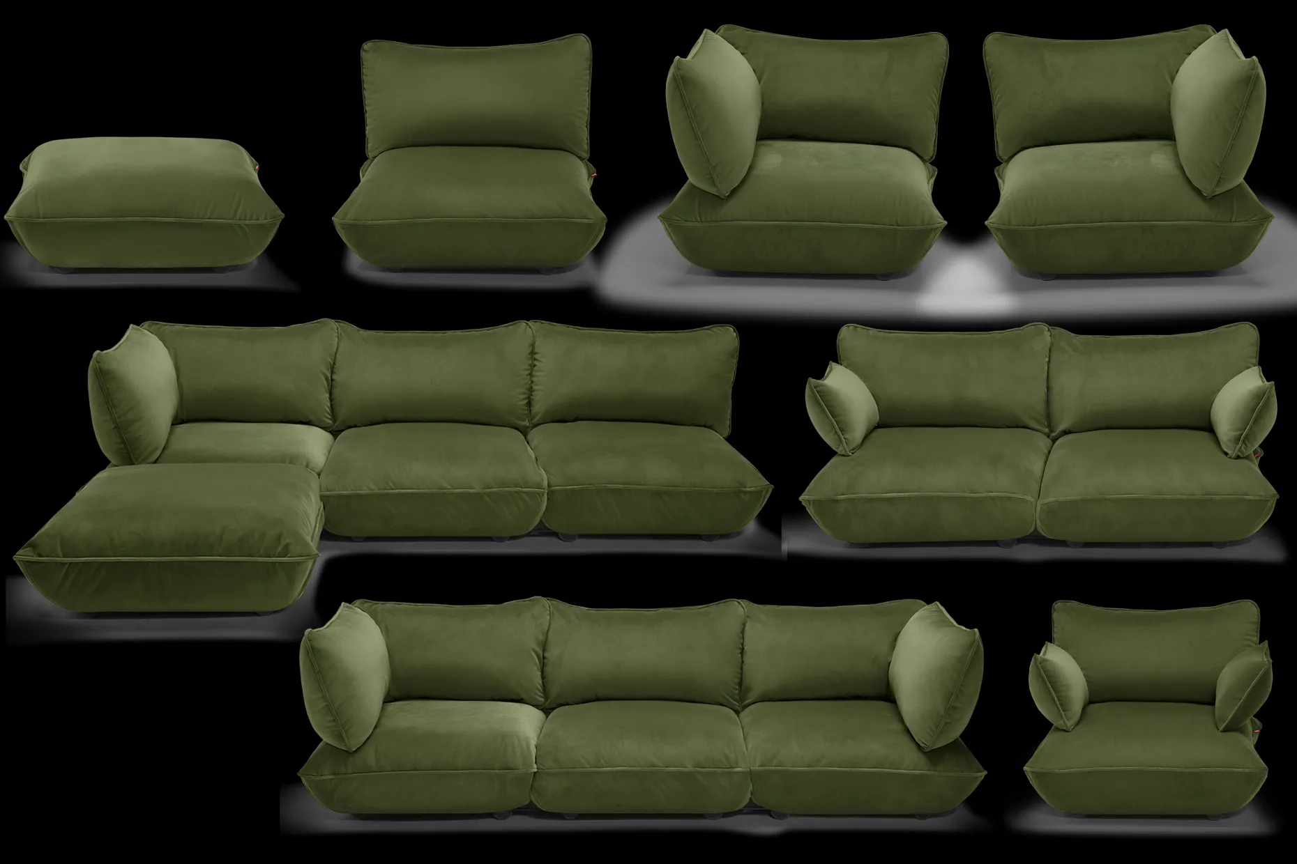 Sumo Corner Seat Velvet Corner Seat, groen, 108x108x90 cm