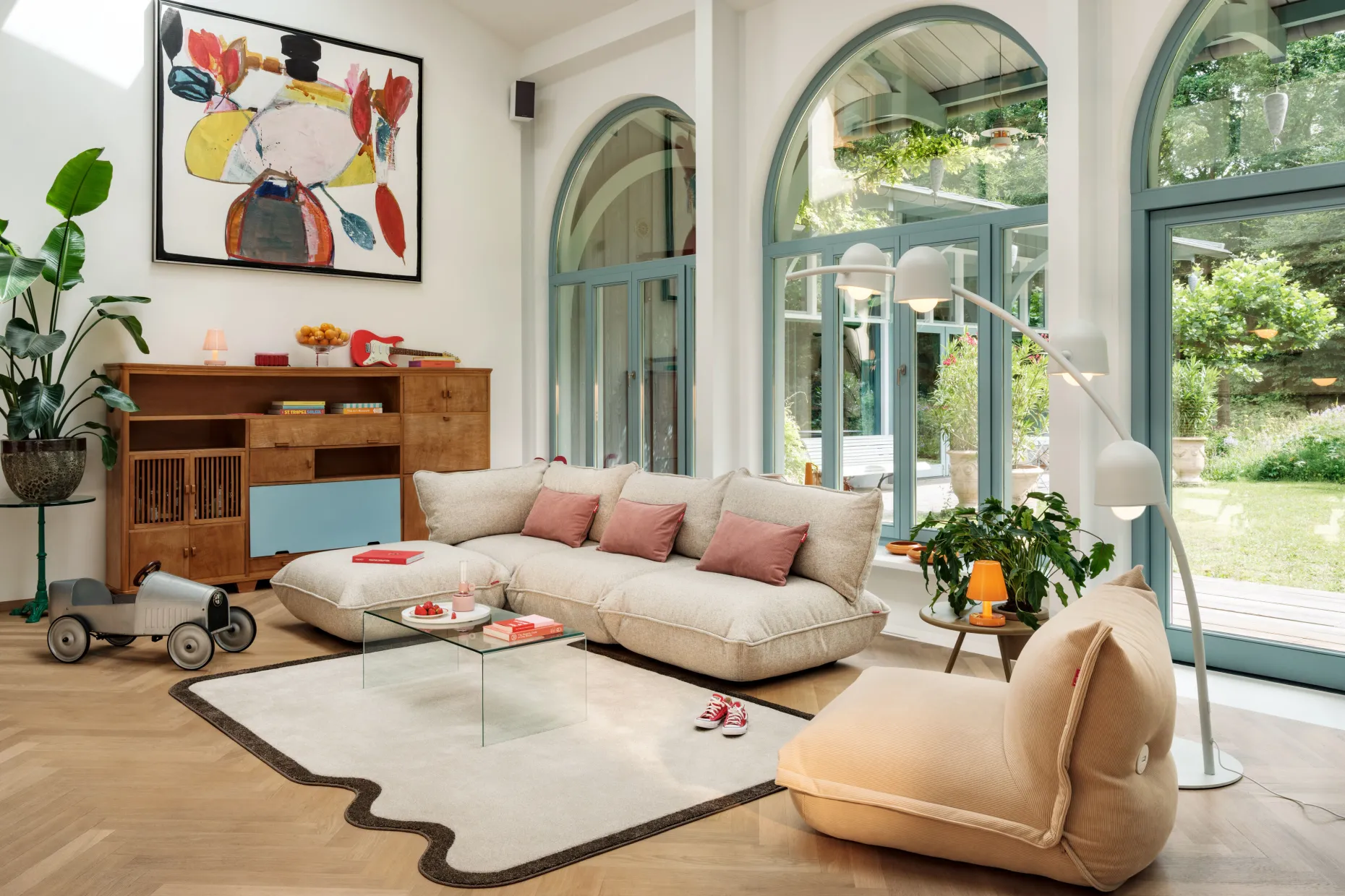 Sumo Corner Sofa Boucle Beige Modulaire binnenbank, 301x108x90 cm