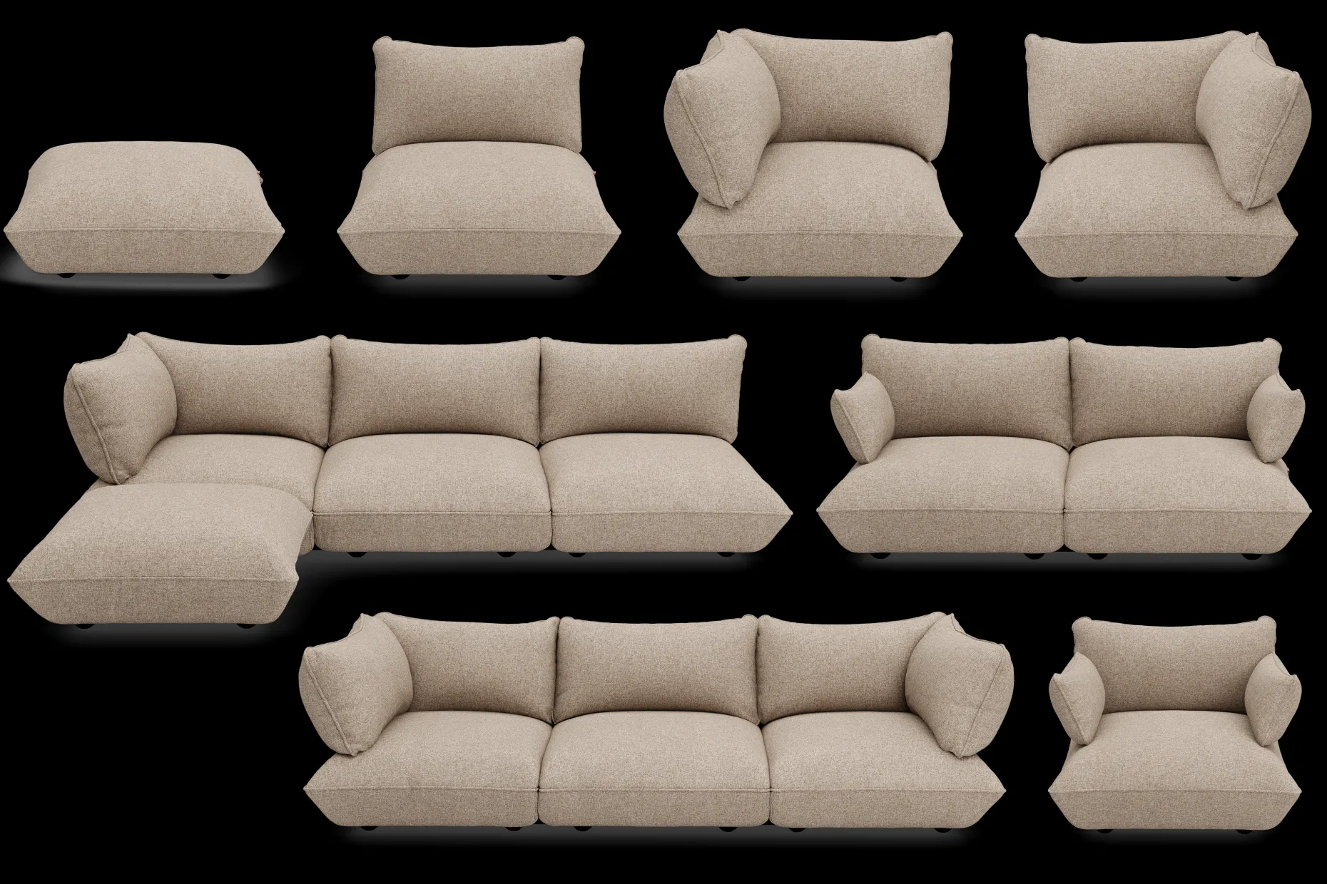 Sumo Corner Sofa Boucle Light Brown Melange Modulaire binnenbank, 301x108x90 cm