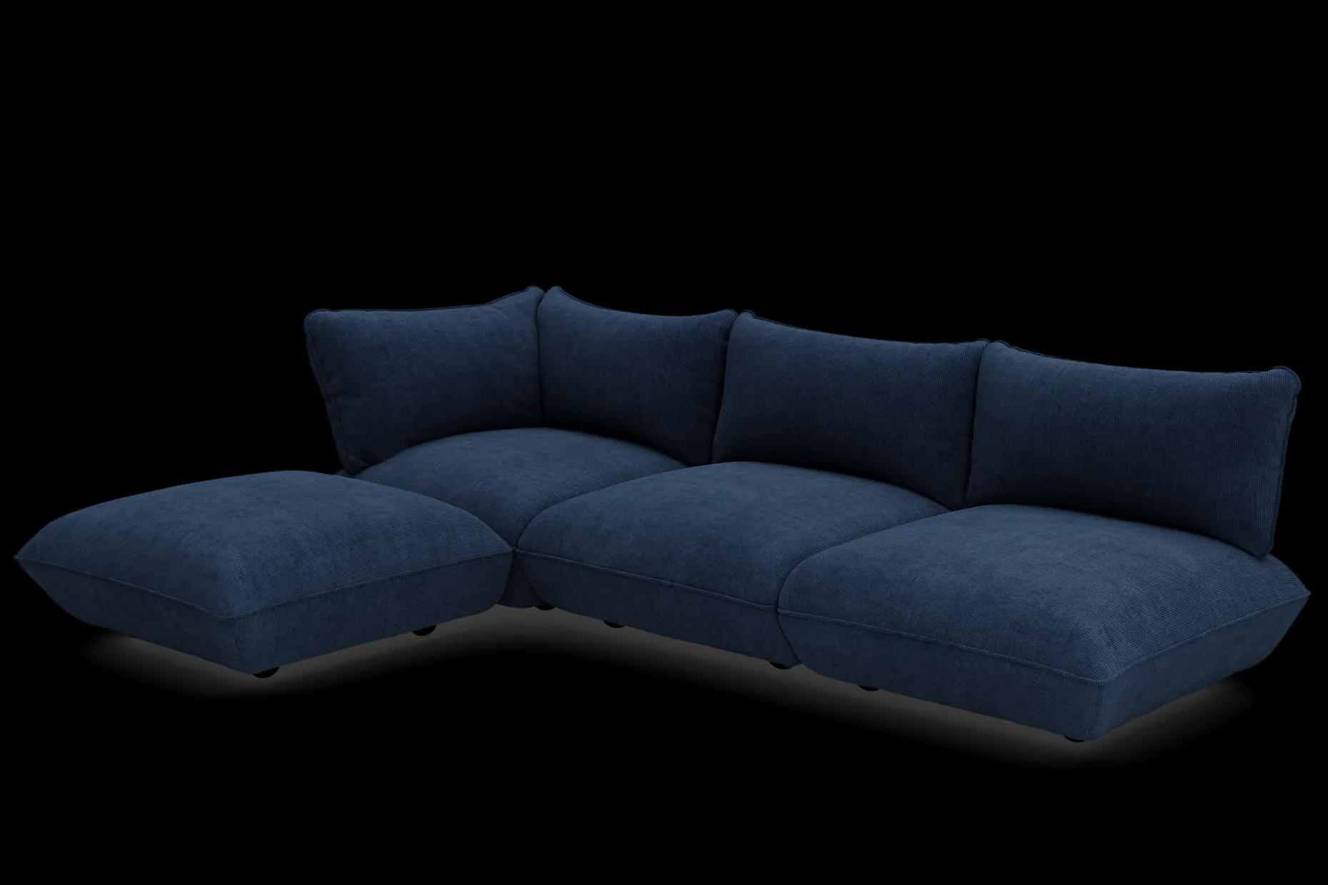 Sumo Corner Sofa Left Cord Deep Blue Modulaire binnenbank, 301x108x90 cm