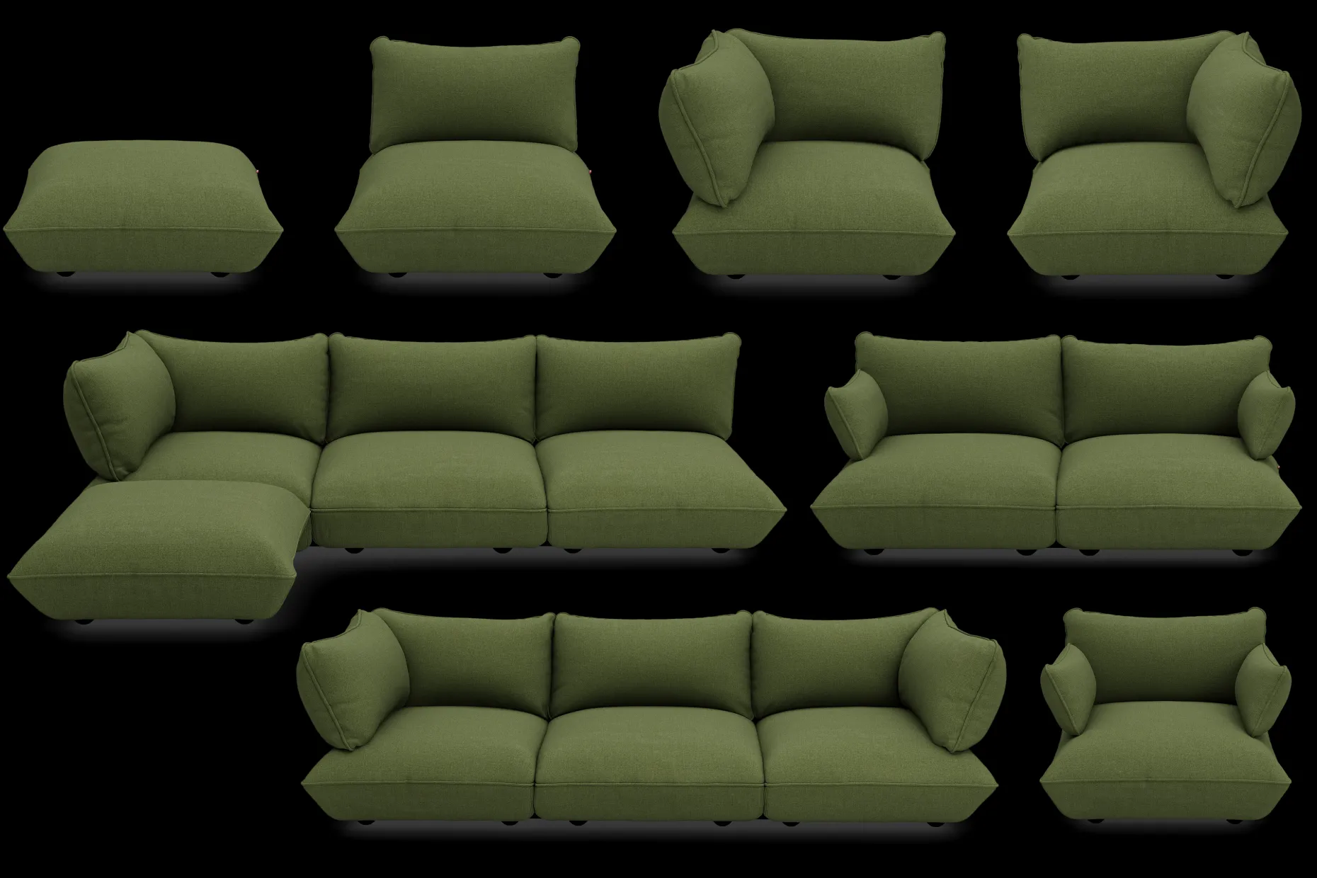 Sumo Sofa Grand Boucle Leaf Green Modulaire binnenbank, 301x108x90 cm