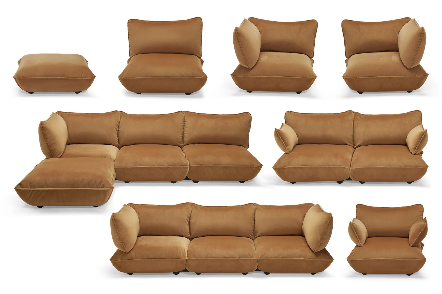 Sumo Sofa Grand Velvet Almond Modulaire binnenbank, 301x108x90 cm