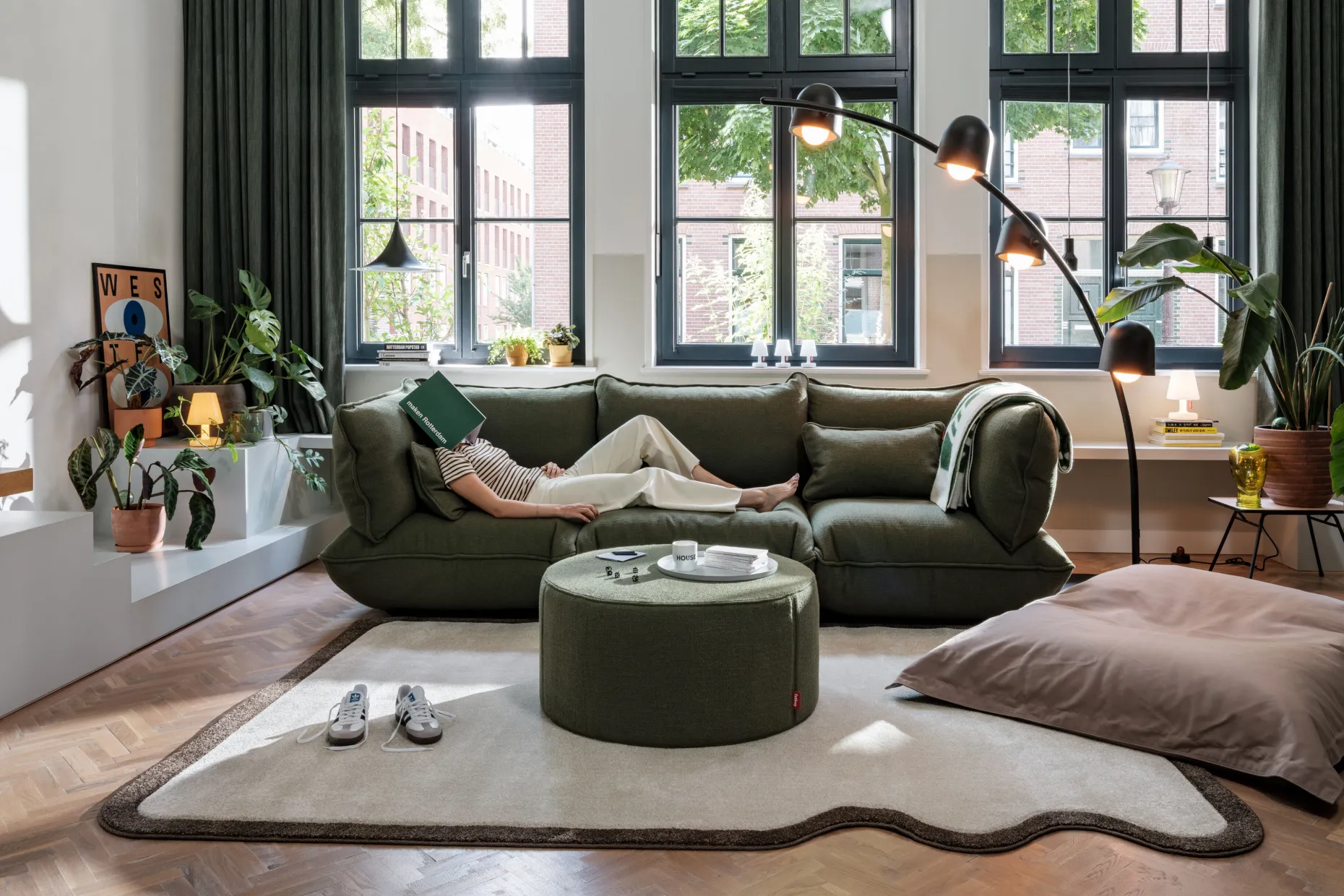 Sumo Sofa Medium Boucle Leaf Green Modulaire binnenbank, 210.5x108x90 cm