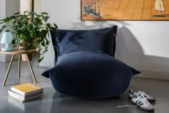 the BonBaron Slim Cord Loungestoel, blauw, 102x85x75 cm