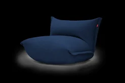 the BonBaron Slim Cord Loungestoel, blauw, 102x85x75 cm